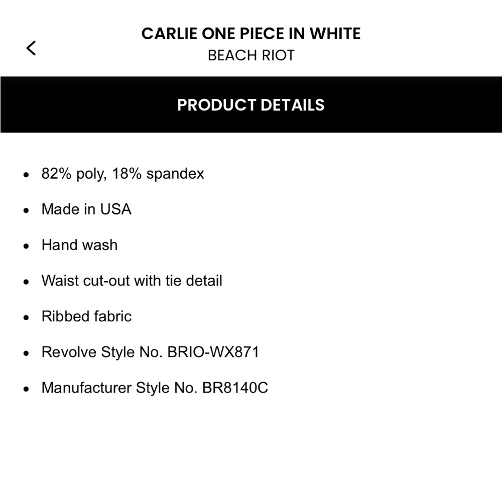 Carlie One Piece (Beach Riot) - white, S - Picture 4 of 4